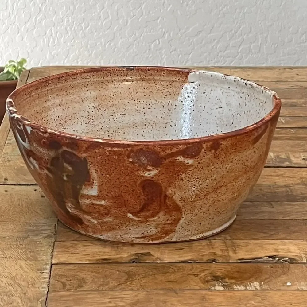 Vintage Handmade Studio Art Pottery Ceramic Bowl 10.25